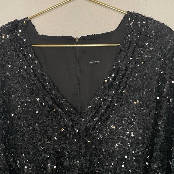 Retrofete dress mini sequin sz large Black long sleeve - Picture 2 of 7